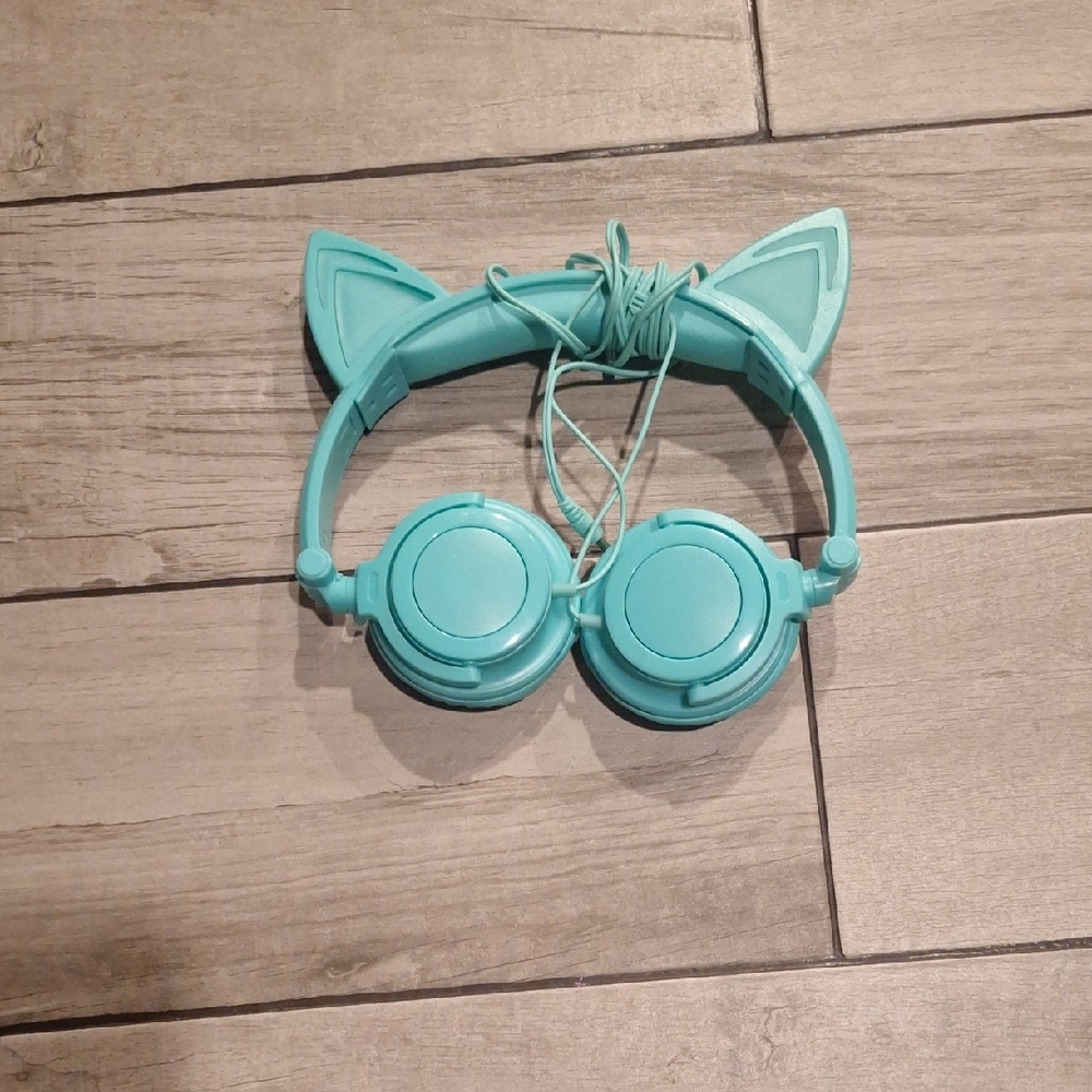 🍁Teal Light Up Cat Ear Headphones🐬